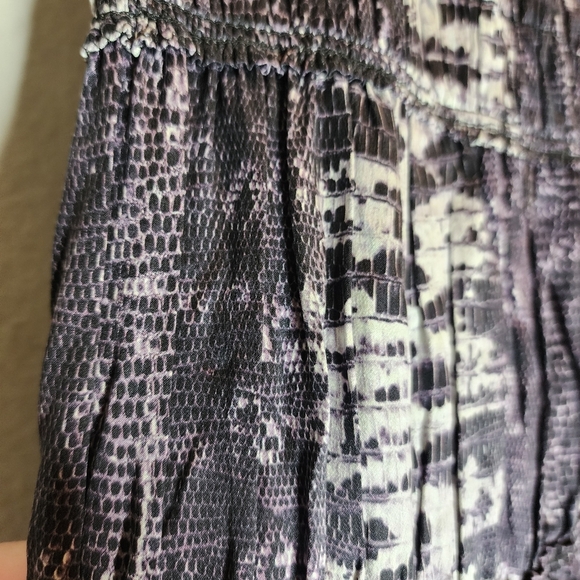 NWT Isabel Marant × H&M 100% Silk Purple Black Snake ruffle stretch midi skirt 6 - Picture 3 of 13
